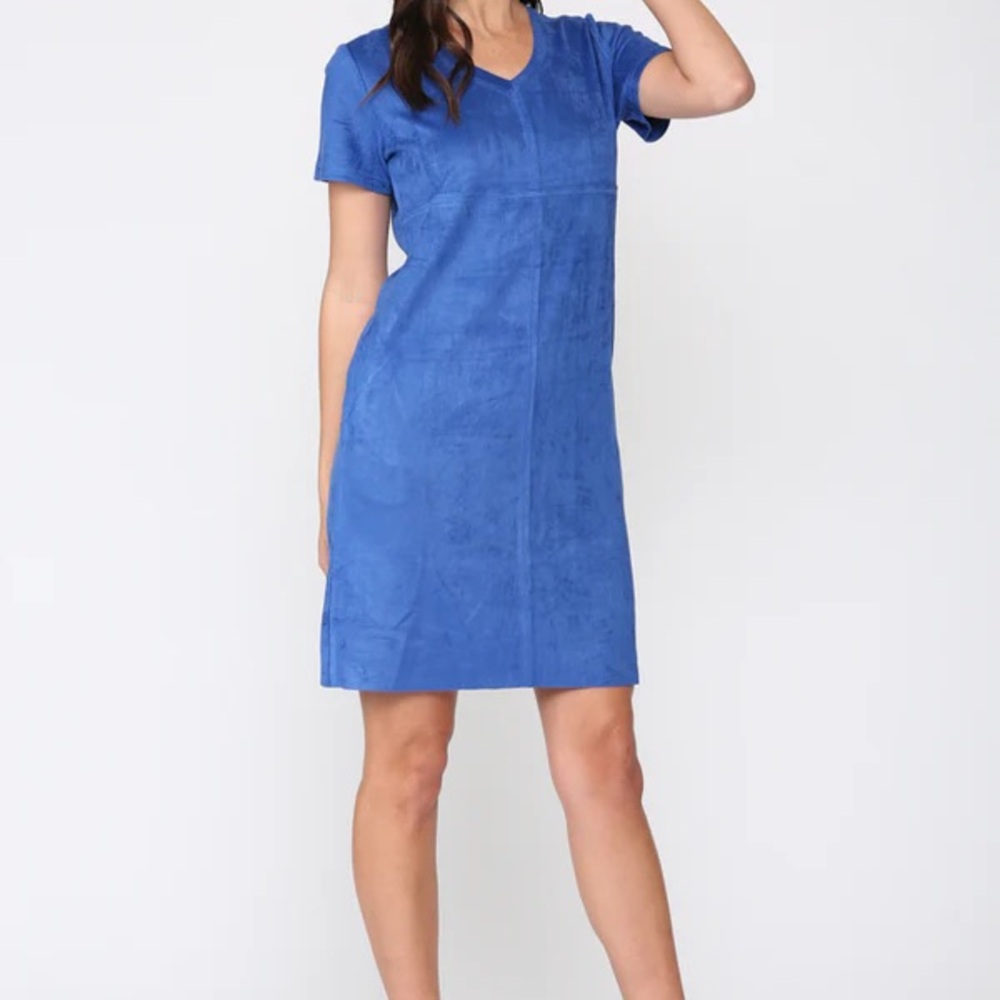 NWT JOH Apparel Audrey Suede Blue Dress